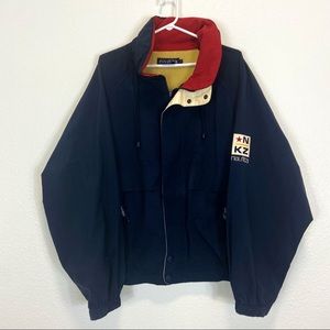 Vintage Nautica Windbreaker Jacket Packable Hood NKZ Patch 90’s Vented LG